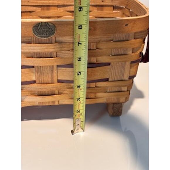 Vintage NEW Peterboro Footed Storage Basket Suede Leather Handles 14.5" x 9" - Picture 11 of 13